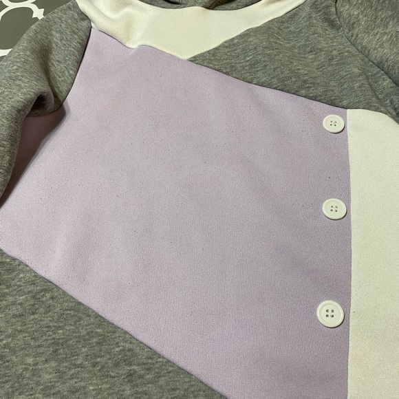 Temp color block fleece hoodie gray white lilac ladies small - Picture 2 of 6